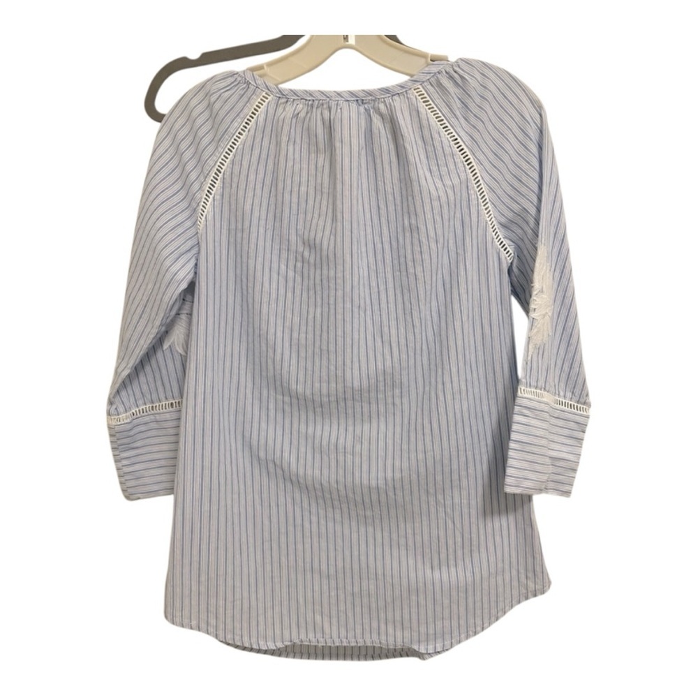 Workshop Republic Clothing Blue Striped Embroidered Tunic Tie Front - Picture 3 of 4